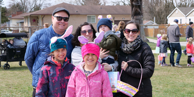 A family enjoying the fesitivities at the Easter with the Optimists event
